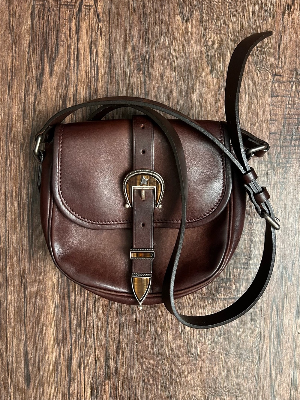 Classic Golden Goose Brown Leather Rodeo Saddle Bag